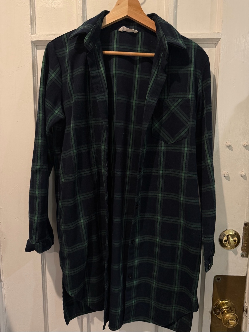 YMI Navy Plaid Shirt with Green Windowpane